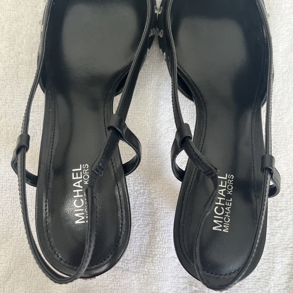 Michael Kors Alora Crystal Embellished Mesh Slingback Pump In Black Sz 7.5 - Picture 7 of 10
